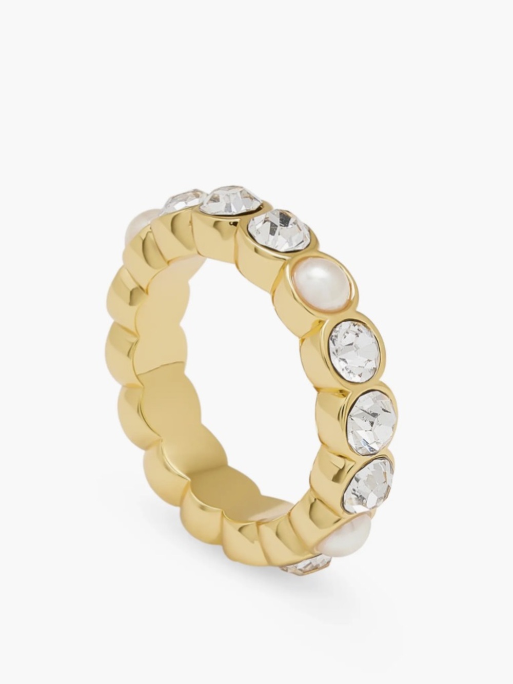 Kurt Geiger London Crystal & Faux Pearl Eternity Ring 9 New